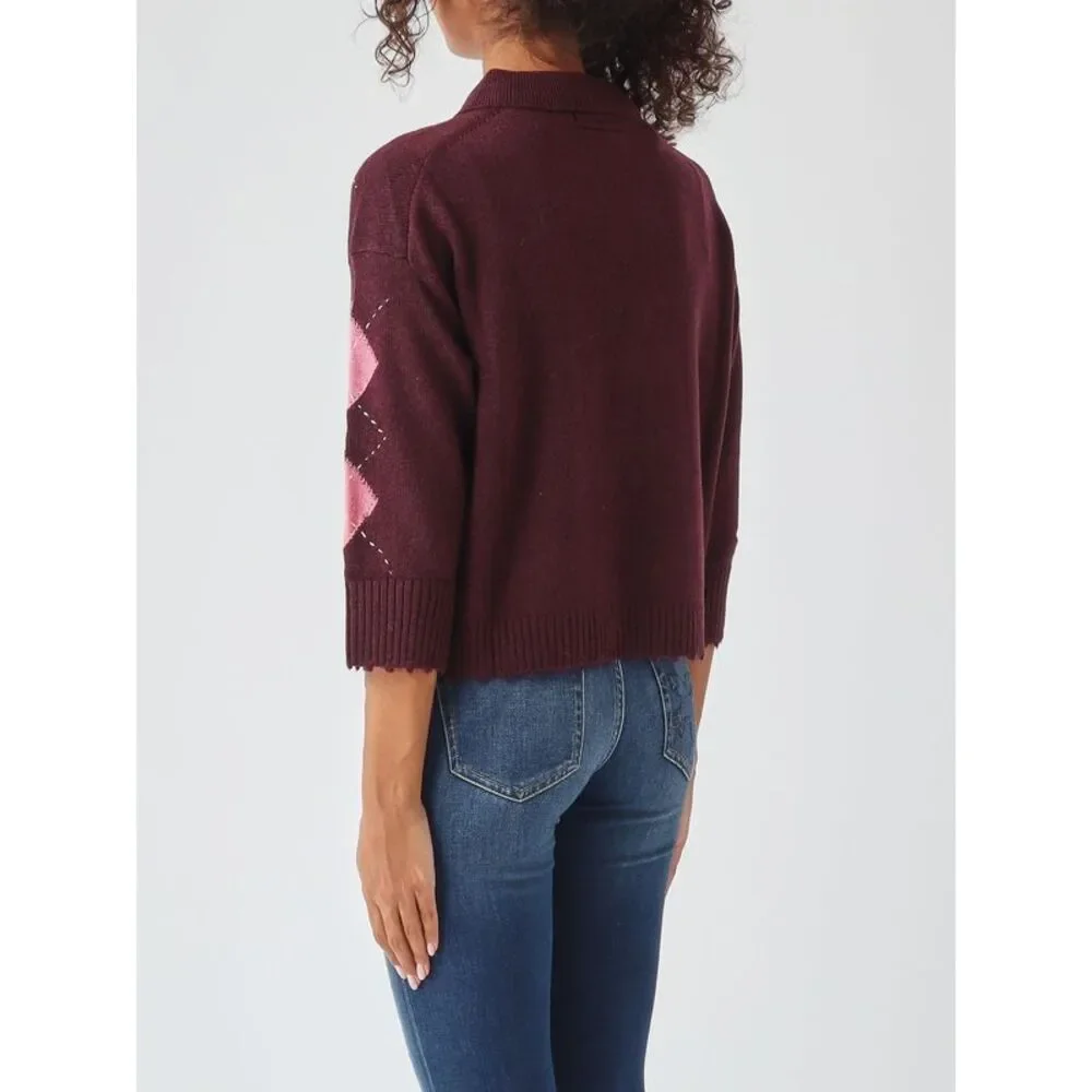 Pinko Women Pinko Argyle Wool And Cashmere Long-Sleeved Polo Jumper